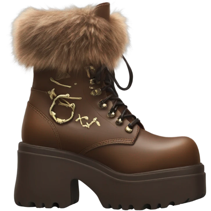 Platform Demonia High boots brown fur emoji