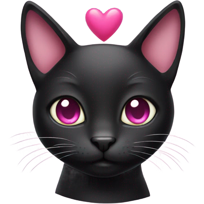 Black cat with pink heart  emoji