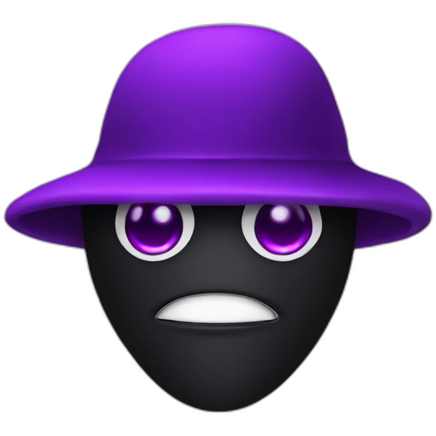 black mask, Mushroom hat, purple eyes emoji