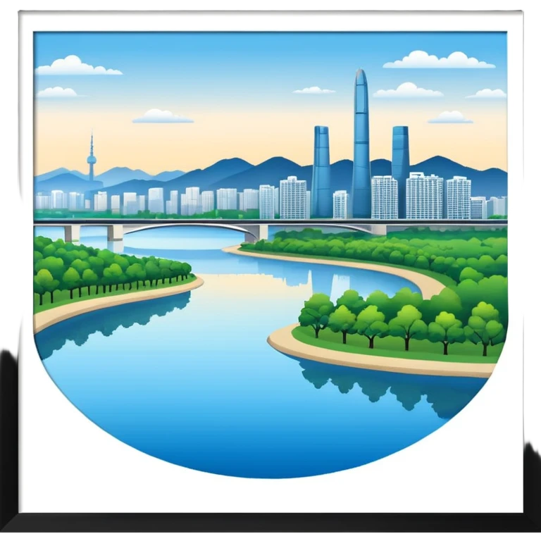 Hangang river with skyline and park emoji