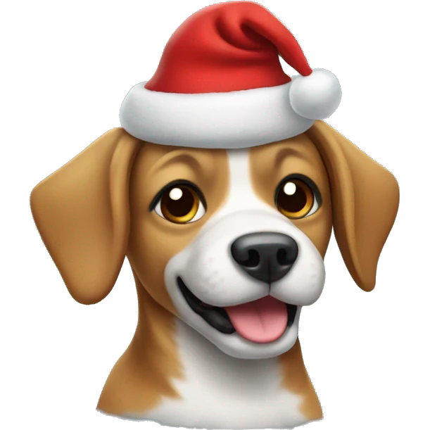 Dog wearing a Christmas hat emoji