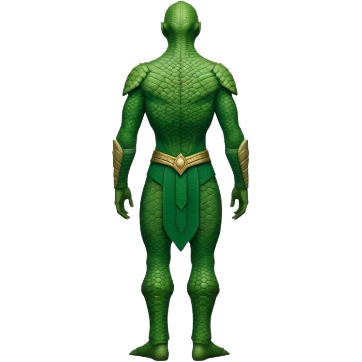 full body reptilian humanoid in ancient outfit, back view emoji