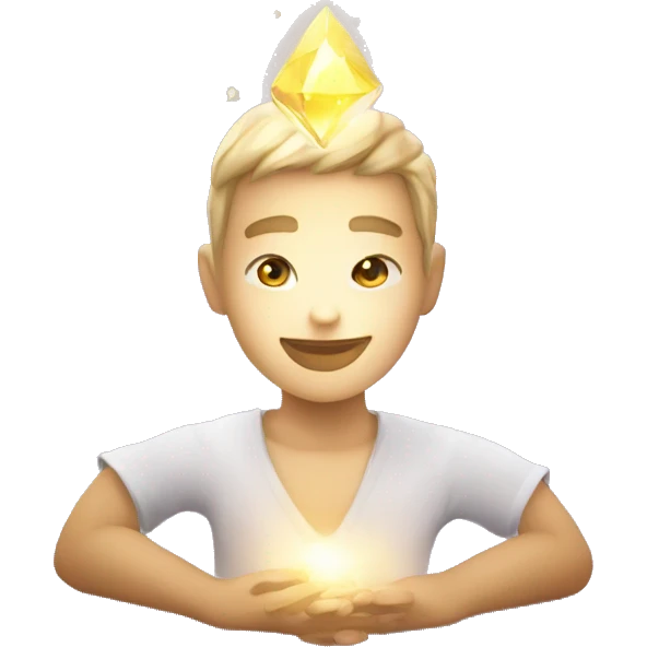 manifesting, person with crystels, glowing lights  emoji