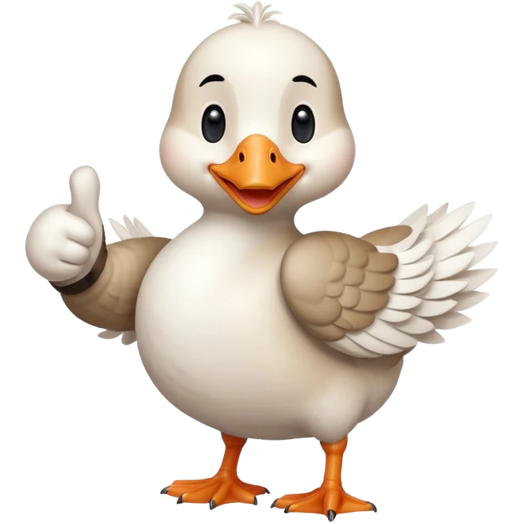 a chibi style adult goose character giving a thumbs up emoji
