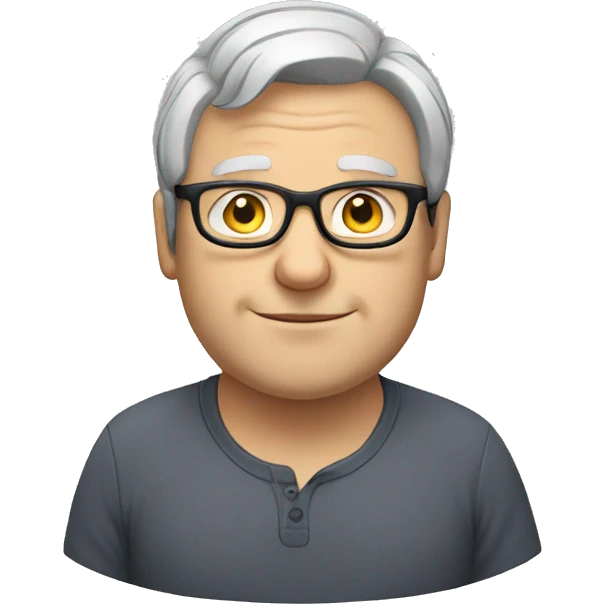 Fat Caucasian man with glasses and gray hair emoji