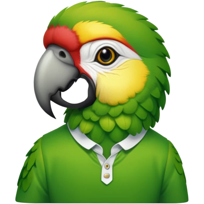 green parrot with shirt emoji