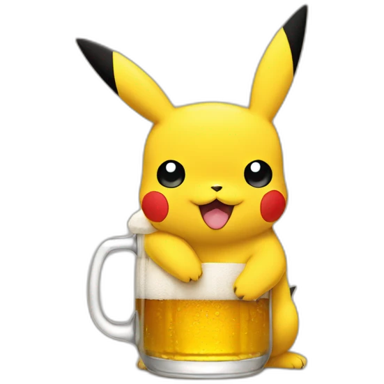pikachu qui boi une bierre emoji