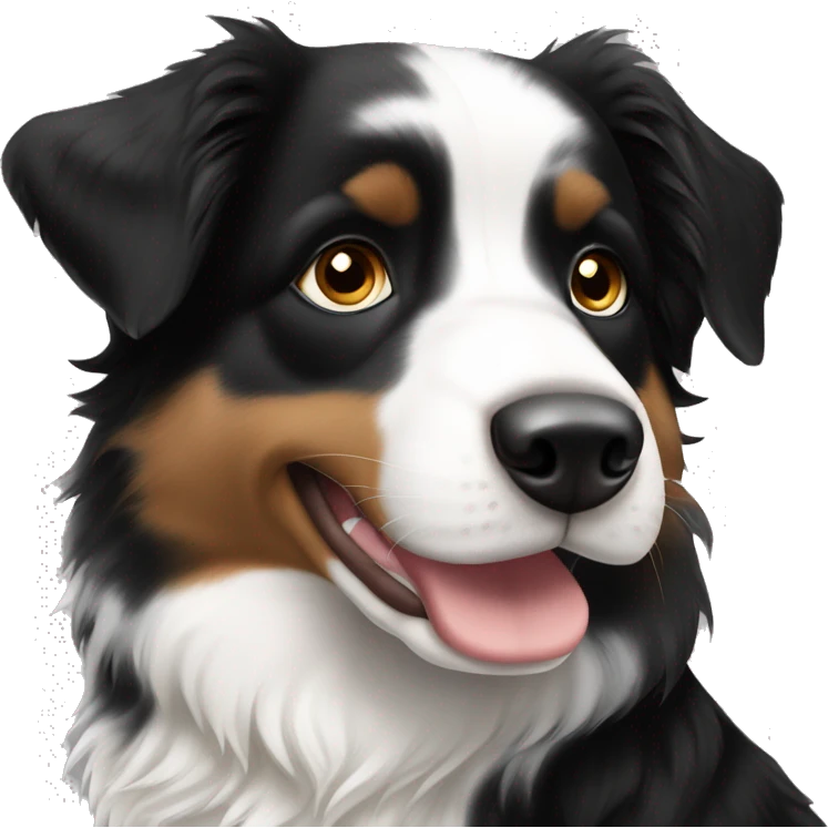 Black and white (no brown) toy Australian shepherd emoji