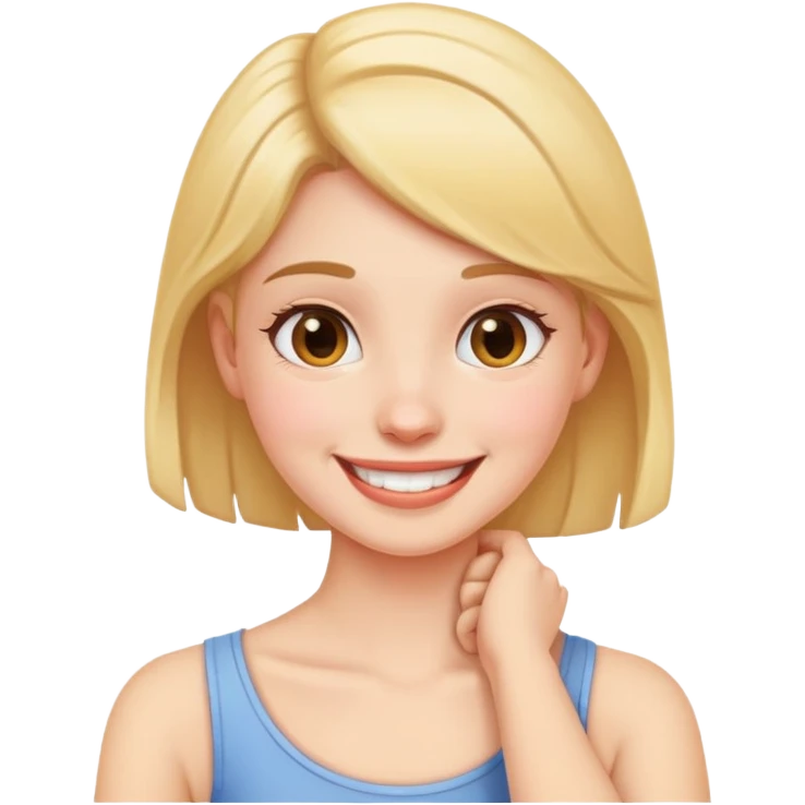 Girl holding her neck smiling  emoji