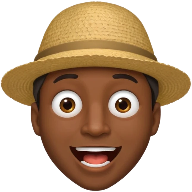 homme créole réunionnais  étonné  bouche ouverte avec chapeau emoji