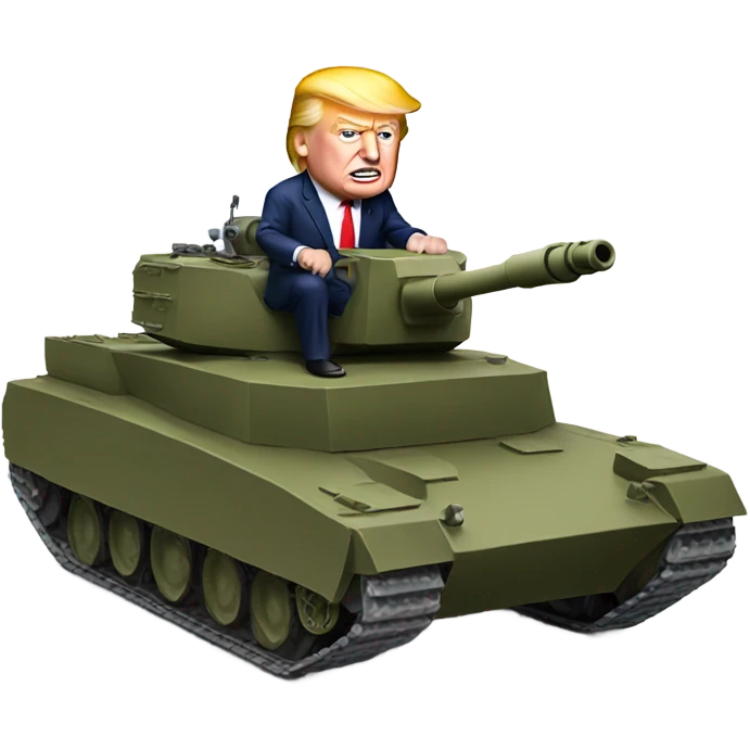 Trump driving a tank emoji