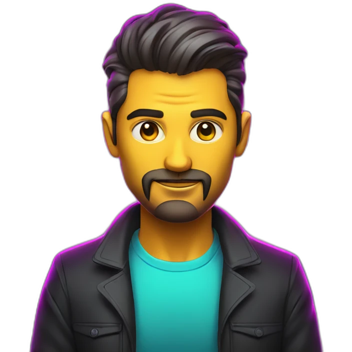 the boss of a web developer in neon style without a beard emoji