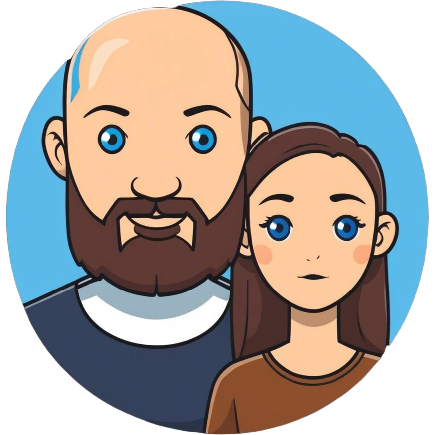Bald man blue eye beard with brunette brown eyes woman  emoji