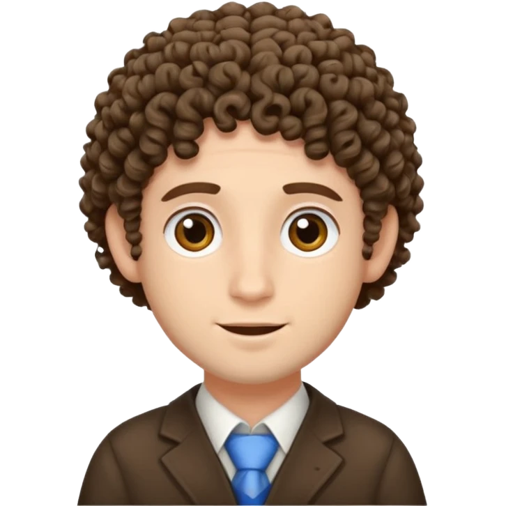 jewish man's face, wearing a tiny yarmulke and curly hair strands emoji