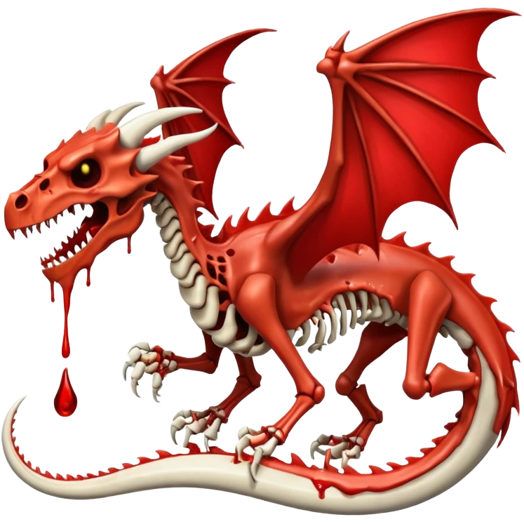  skeletal skeleton bone dragon with some blood dripping emoji