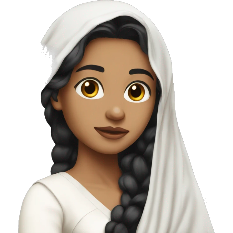 Light skin ;Black long hair wearing white saree emoji