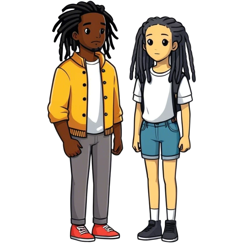 darkskin guy with dreads and lightskin girl with black hair  emoji