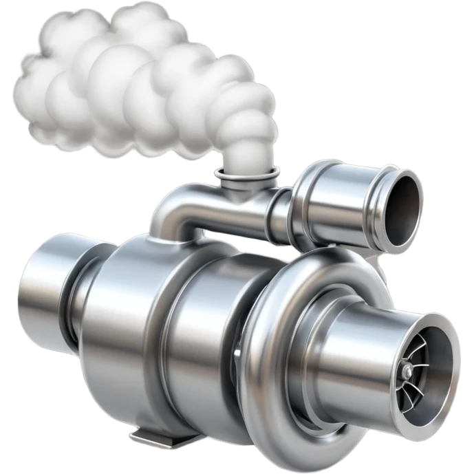 Emoji of a turbocharger blowing boost with cartoon smoke puffs emoji