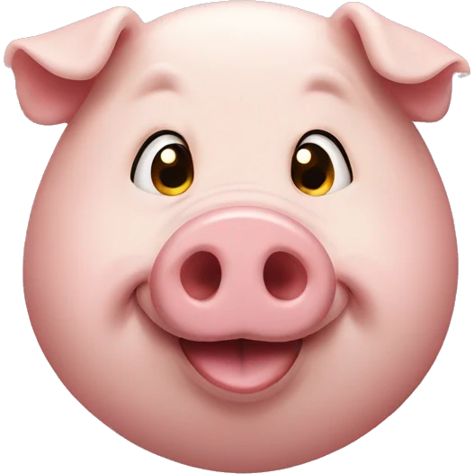a male domestic pig with a smirk  emoji