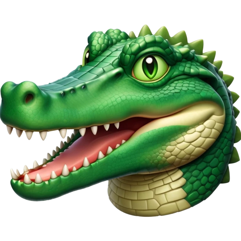 cinematic-noble-crocodile-portrait-emoji,-poised-and-regal,-with-a-powerful,-elongated-build-and-a-rugged,-scaly-emerald-green-hide,-piercing-cold-eyes,-simplified-yet-sharp-and-sophisticated-features,-highly-detailed,-glowing, head held high emoji