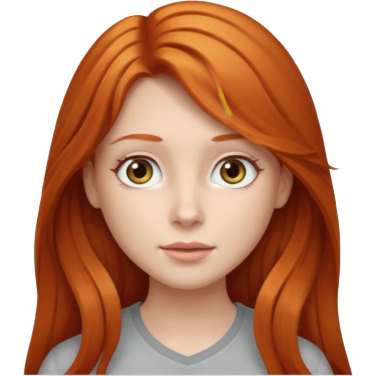 Ginger head girl with long hair and light grey eyes emoji