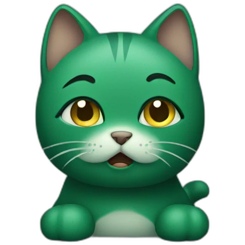 a tiny sad dark green cat crying emoji