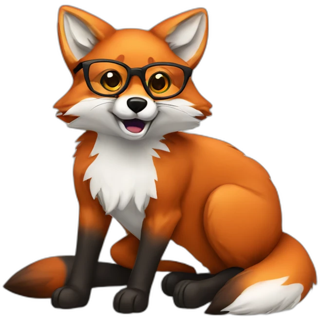 Fox with glasses and reduced color scheme. The color that is used should be red emoji