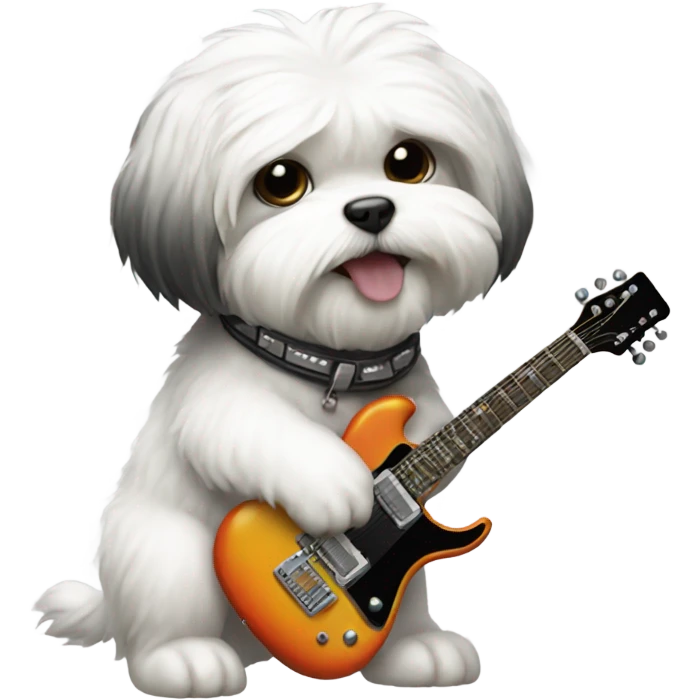 Shitzu dog playing electric guitar emoji