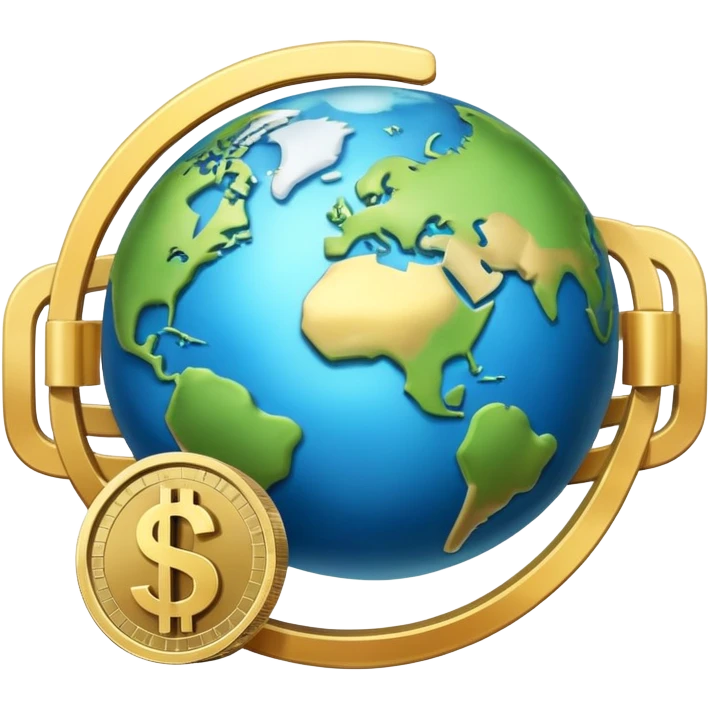 Planet earth with a big coupon in the middle. No text, just a dollar sign emoji