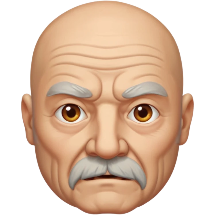 portrait of aggressive elderly man, bald head, beard emoji