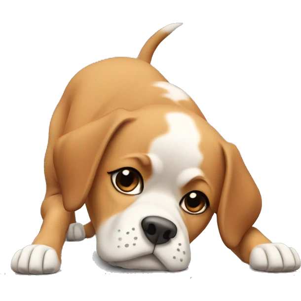 Dog doing the downward dog emoji