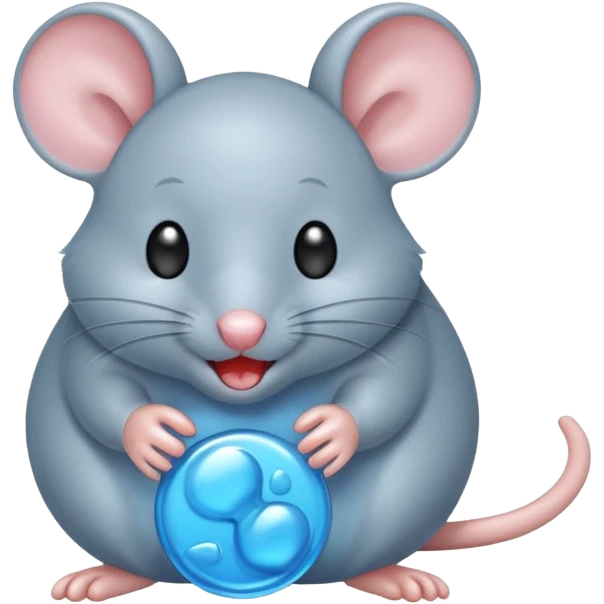raton gris comiendo gomita redonda azul emoji