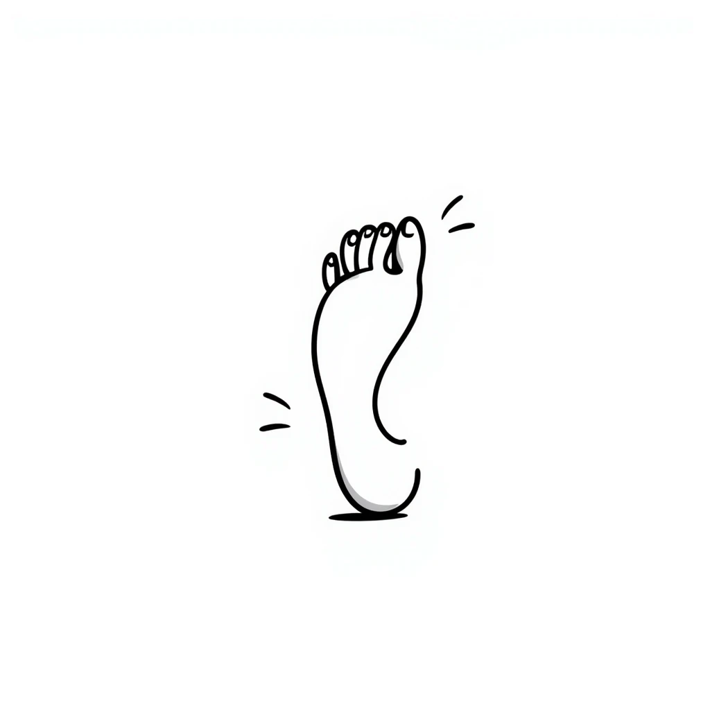 cartoon foot with toes spread wide like fingers emoji