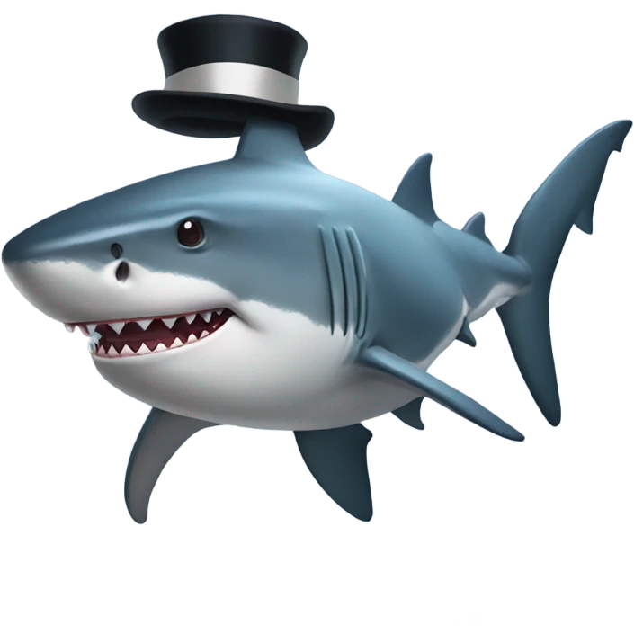 Shark with a top hat emoji