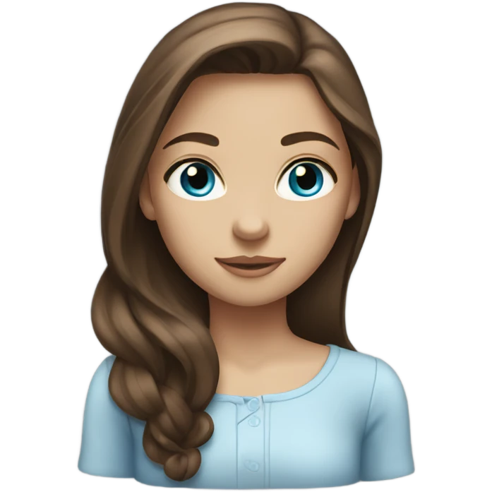 Girl with long brown hair and blue eyes emoji