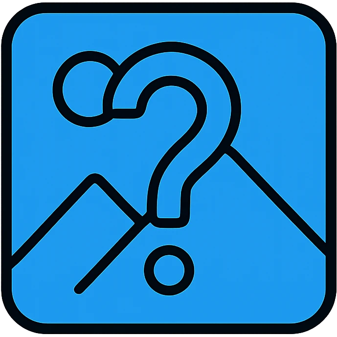 minimal icon style image placeholder emoji, blue color, large question mark overlay emoji
