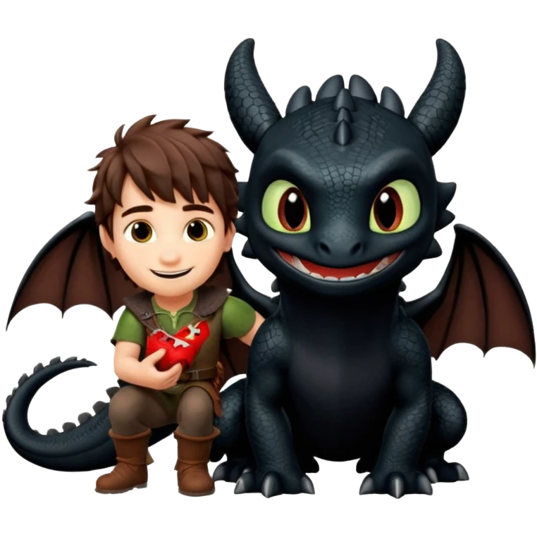 toothless(the dragon)+hiccup emoji