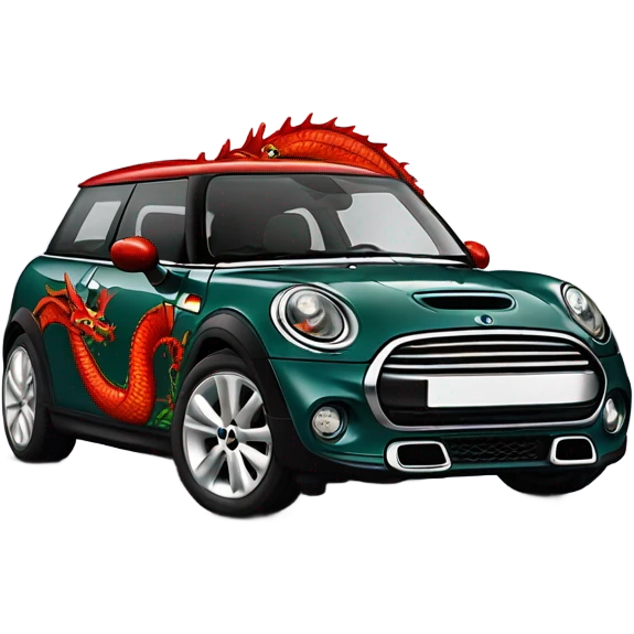 Mini Cooper with Welsh dragon  emoji