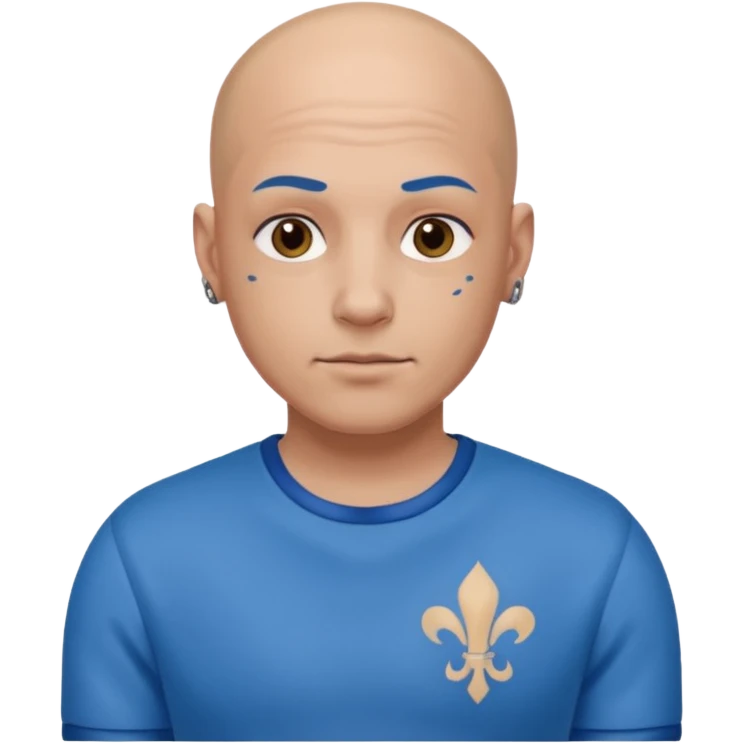 Sujeto pelon vestido de azul tatuado emoji