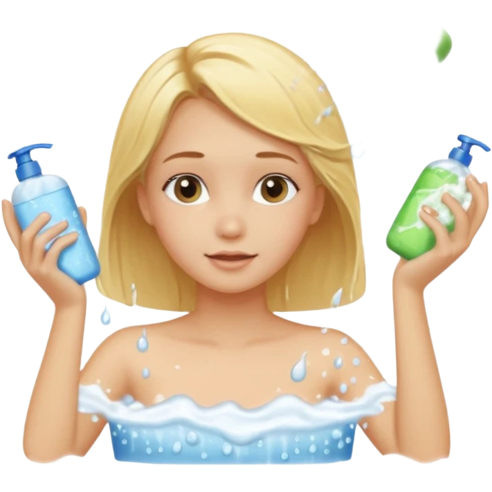 haz una chica rubia bañandose el pelo emoji