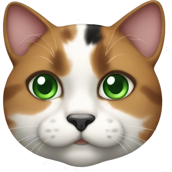 Huge fat calico cat with green eyes emoji