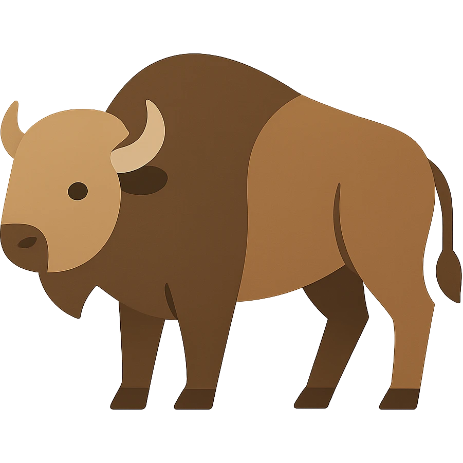 Flat design style bison emoji