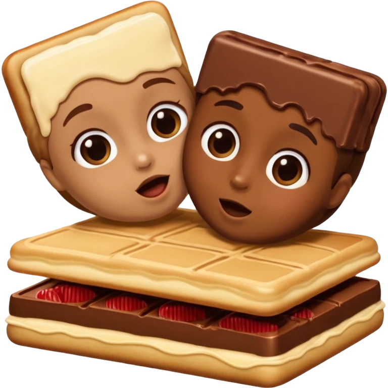 Chocolate bar being kissed by pancake emoji