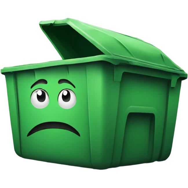 A green big trash  emoji