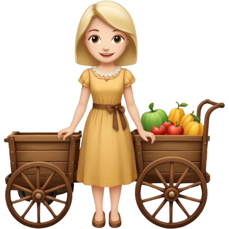a lady standig near to a cart emoji