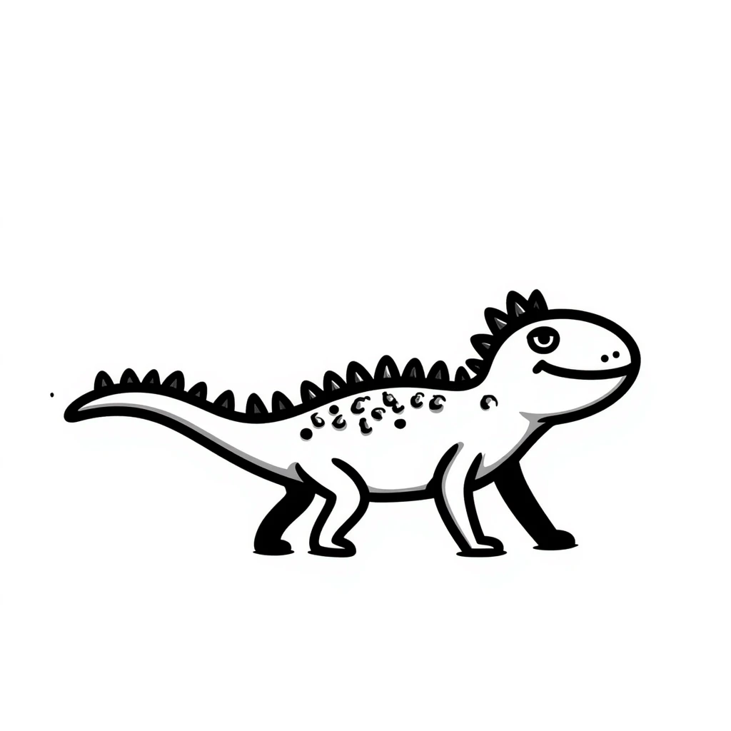 Hand-drawn iguana with spiky back and long tail emoji