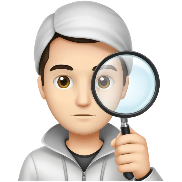 hacker with magnifying glass collecting information emoji