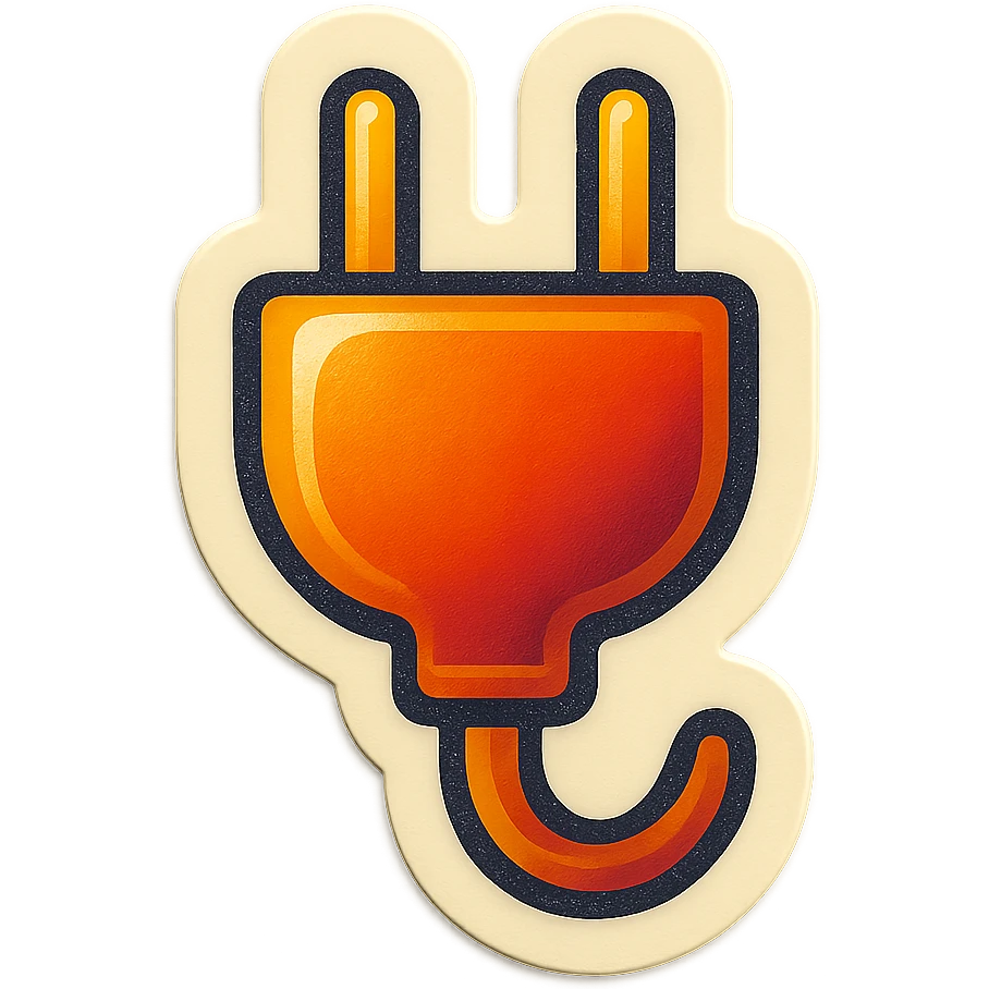 A sticker of a power connector badge emoji