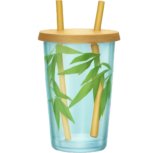 glass with bamboo lid and straw emoji