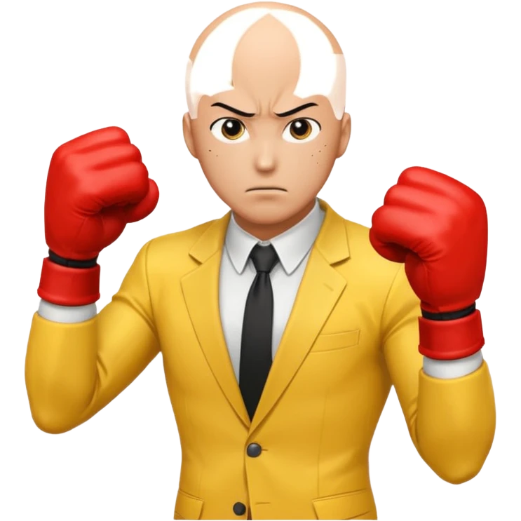 Angry Saitama with his red giant hand punching emoji